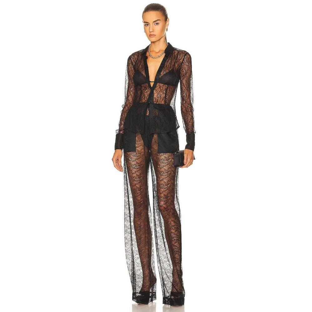 Laquan Smith Black Lace Pajama Pants, NWT,  Size S, Retail  $950.00